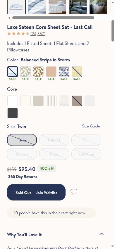 The same returns promise appears on a Last Call clearance item, where the shopper has to work harder to understand the real terms.