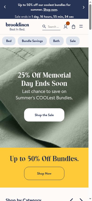 Three offer messages appear on one screen: up to 50 percent off, 25 percent off, and up to 50 percent off bundles.