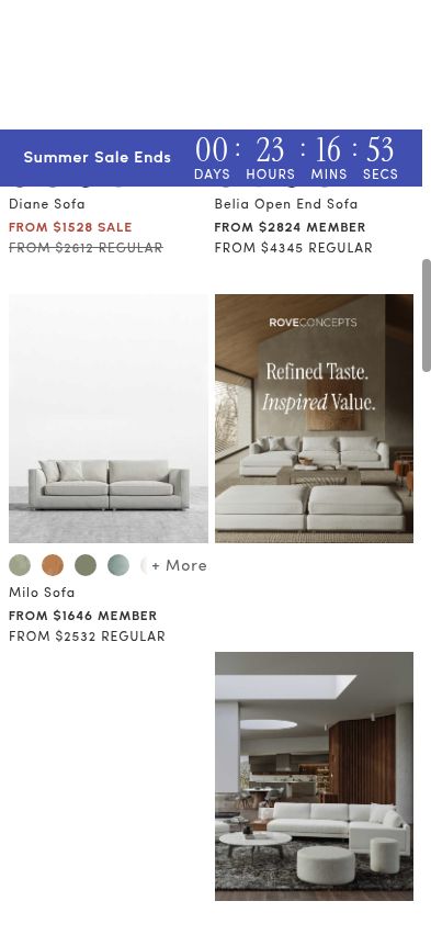 The collection keeps the countdown directly above product cards with mixed sale and member labels.